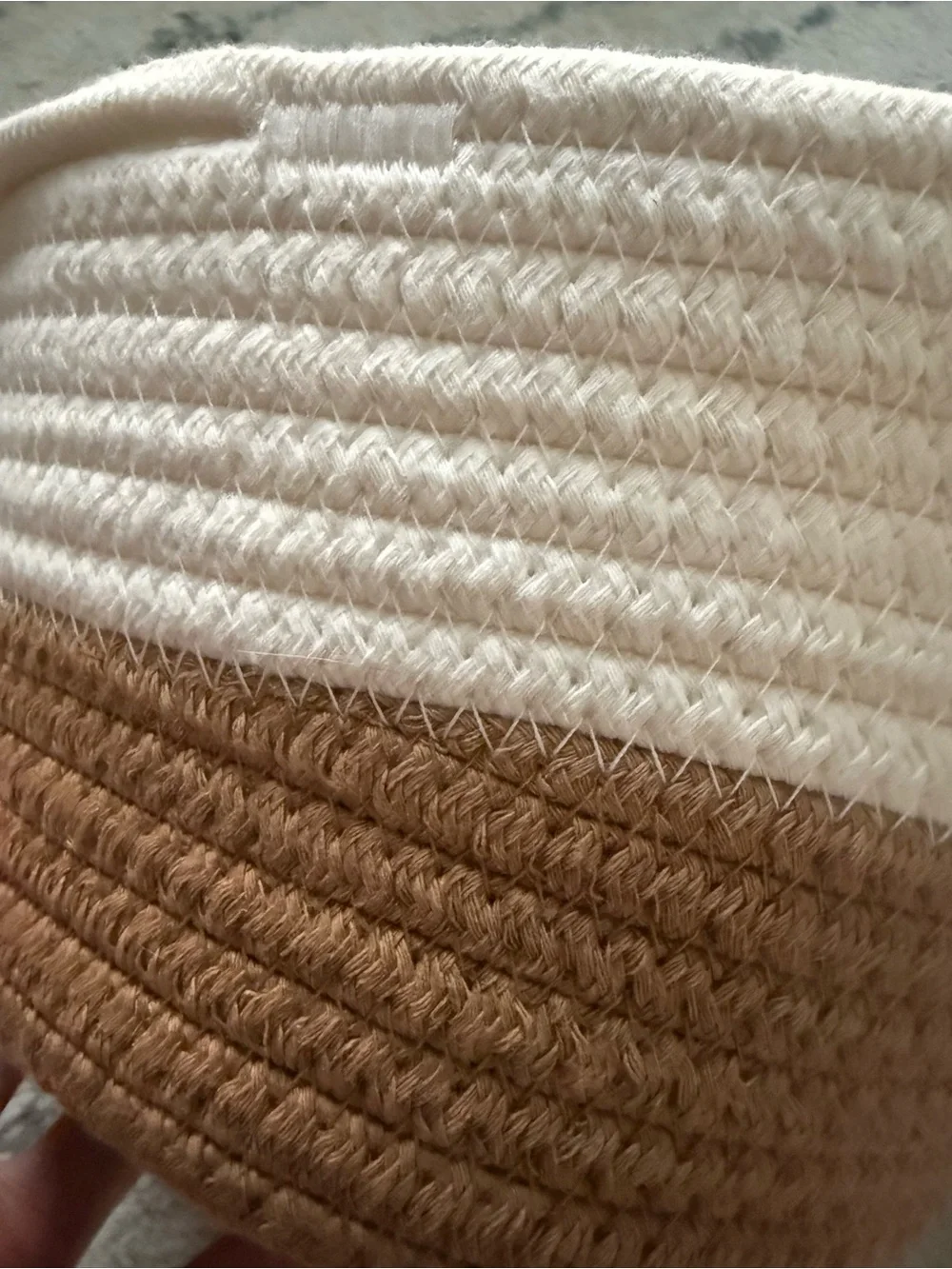 Two-Tone Woven Basket - Cream and Brown